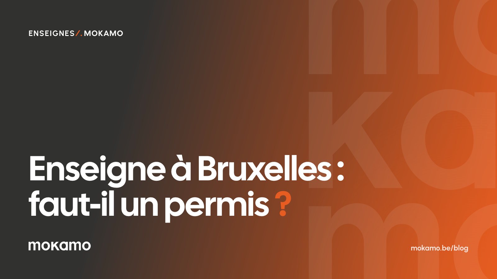Couverture Mokamo : Enseigne à Bruxelles, faut-il un permis ?
